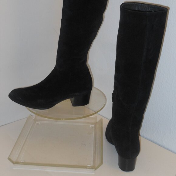 PAUL GREEN BLACK GENUINE SUEDE KNEE-HIGH BOOTS SIZE 4.5 (US SIZ3 7.5) MEDIUM - Picture 10 of 10